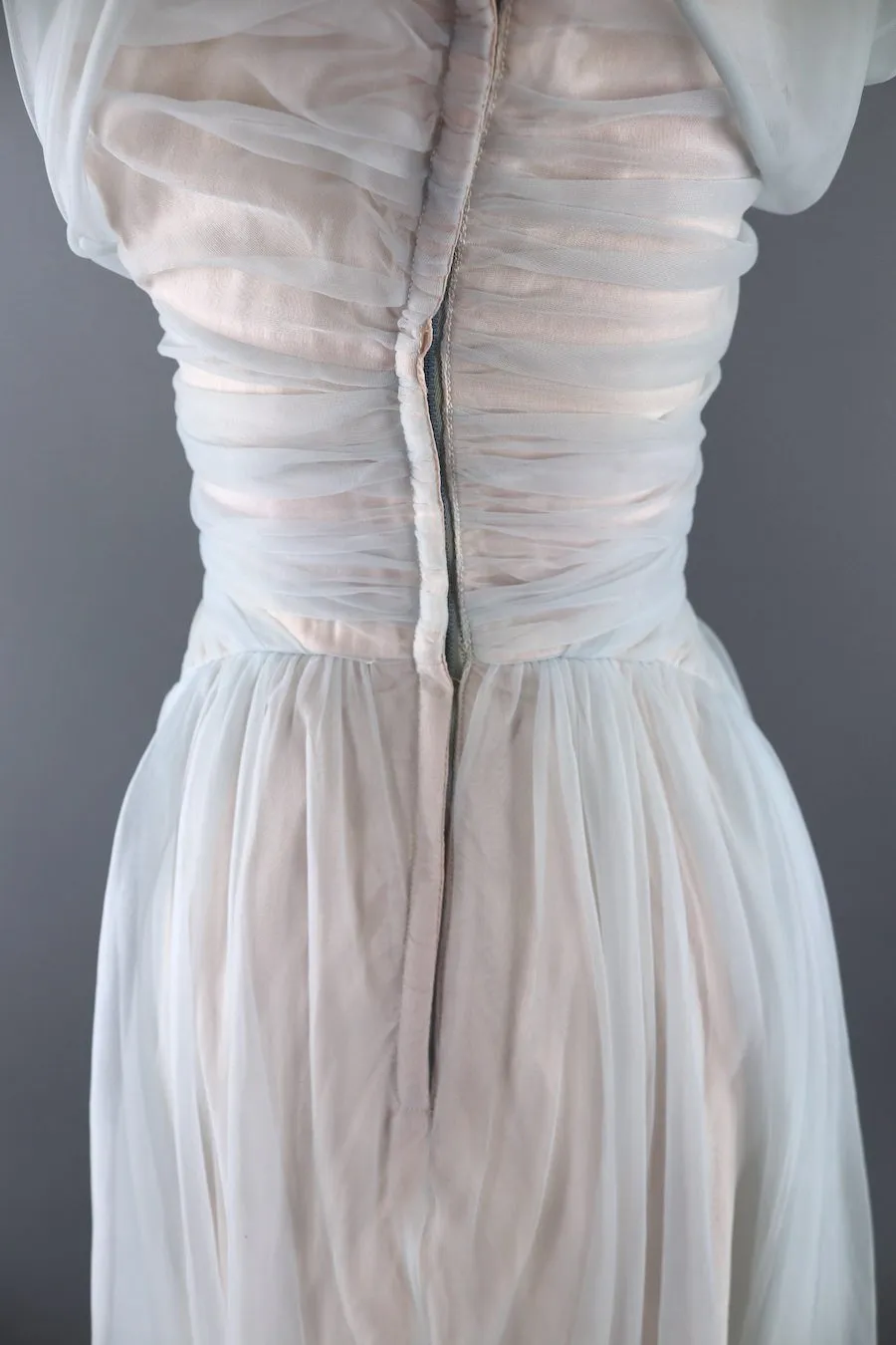 Vintage Pastel Blue Chiffon Gown