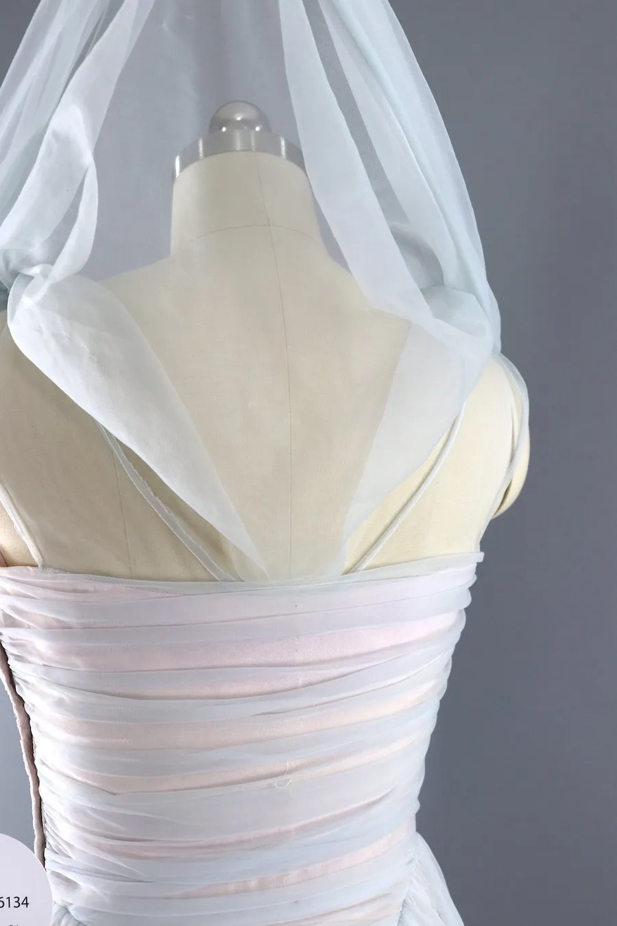 Vintage Pastel Blue Chiffon Gown