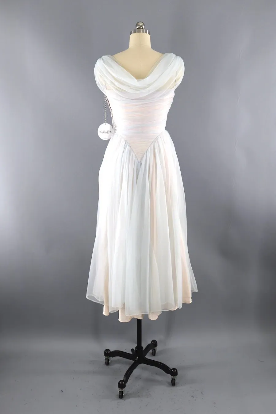 Vintage Pastel Blue Chiffon Gown