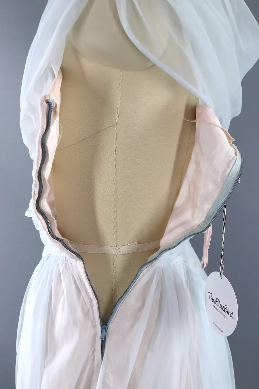 Vintage Pastel Blue Chiffon Gown