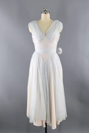 Vintage Pastel Blue Chiffon Gown