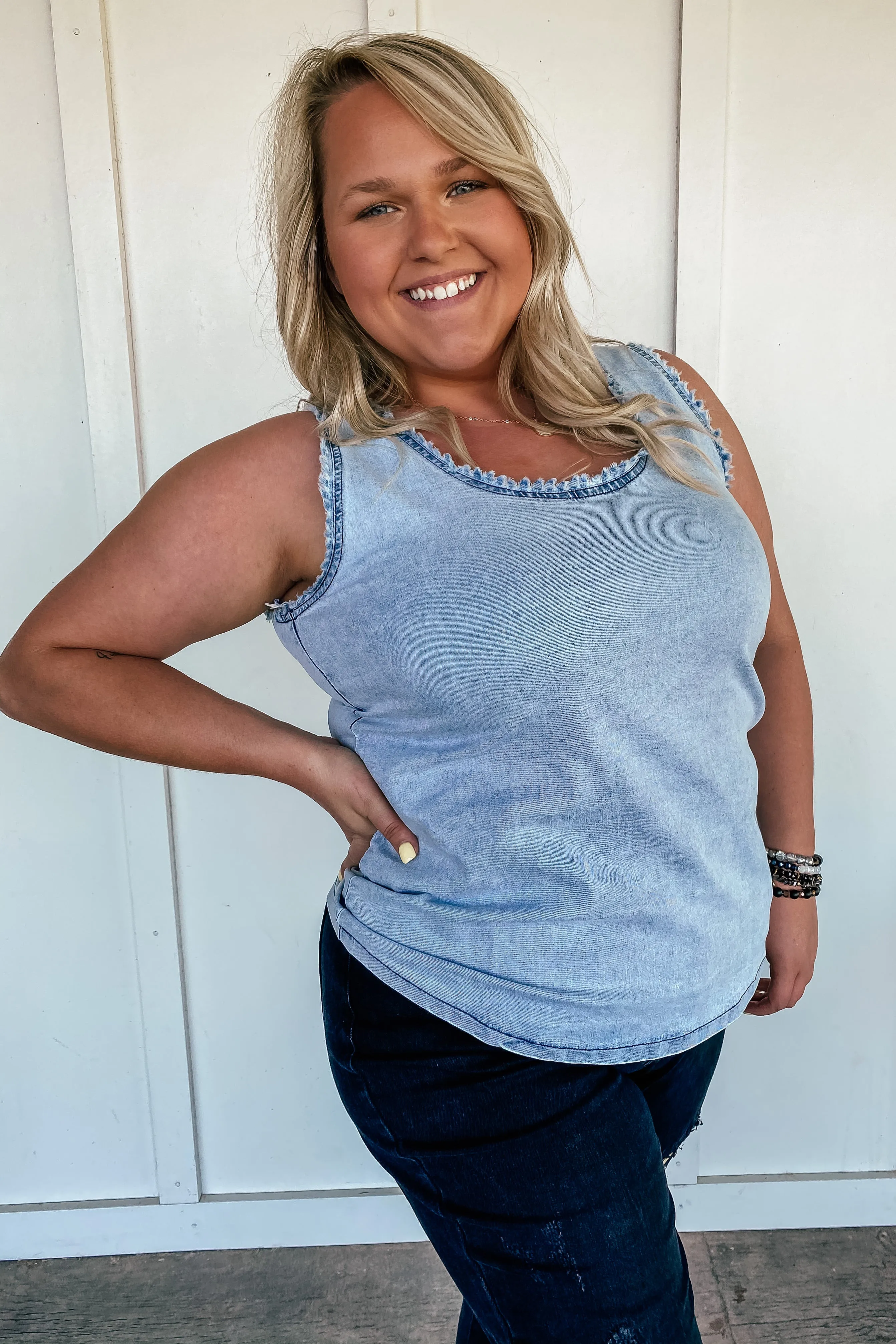 Vintage Washed Chambray Tank