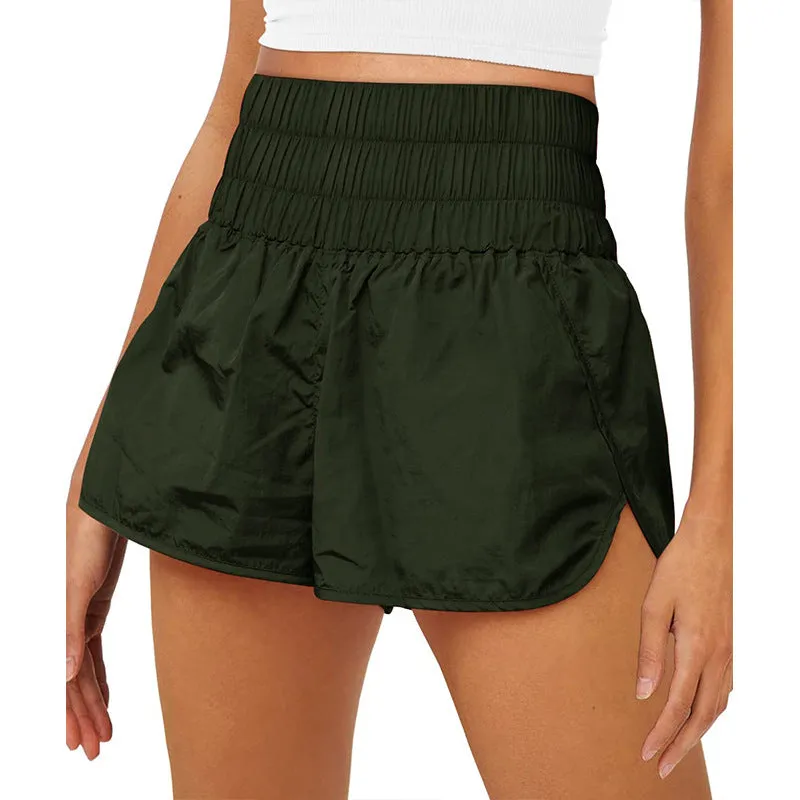 Womens High Waisted Athletic Shorts Elastic  Running Shorts Quick Dry Gym Workout Shorts