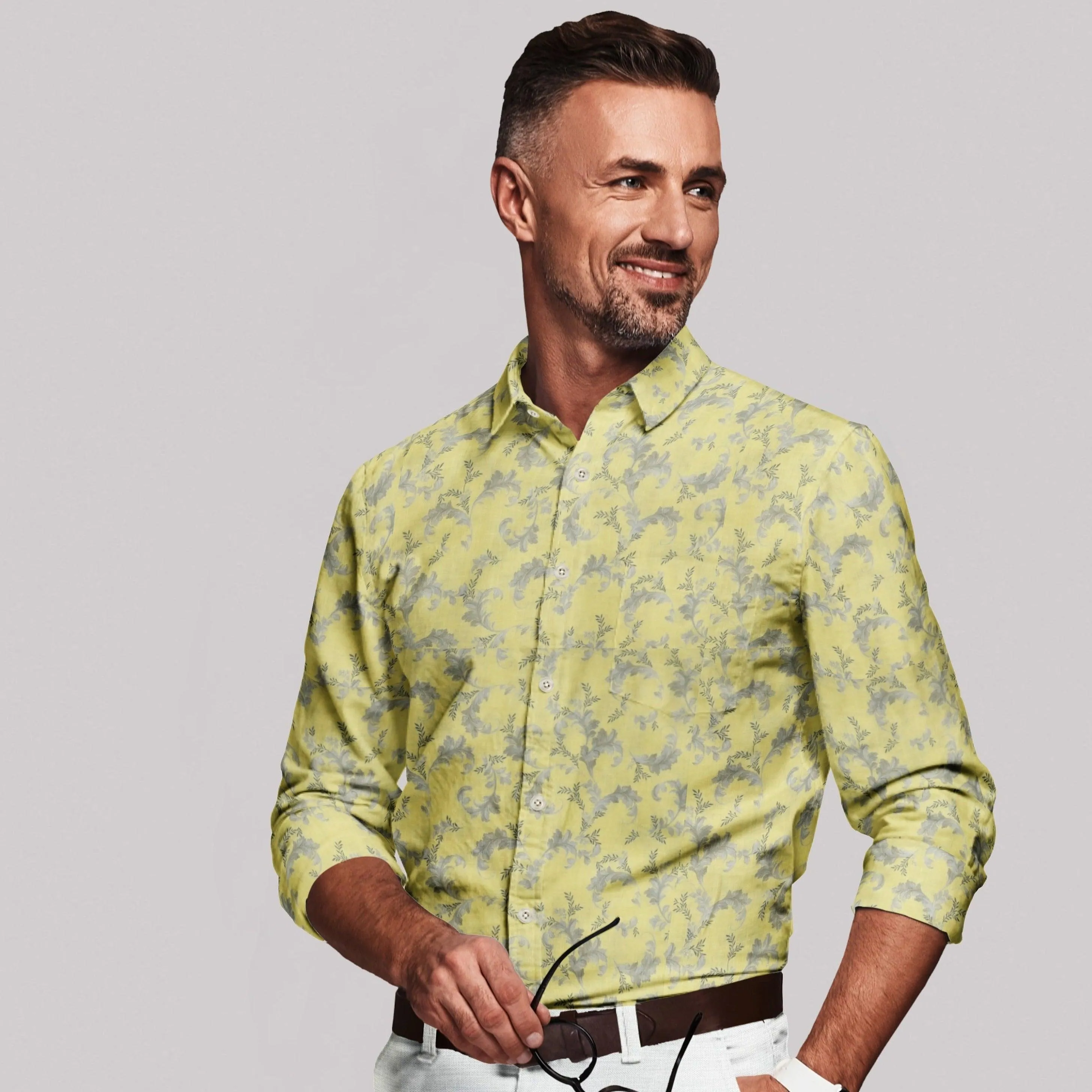 Yellow Linen Printed Shirt CAMDEN