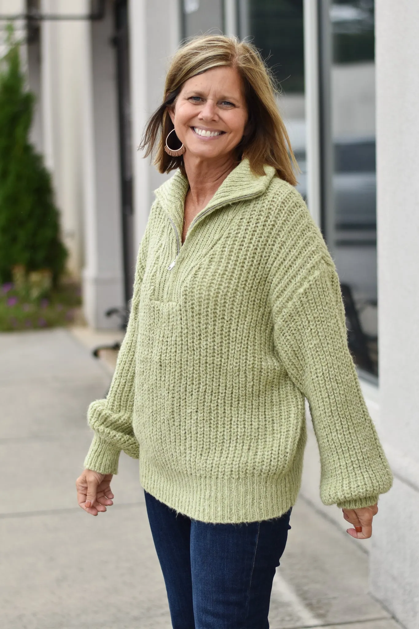 Zip Polo Sweater